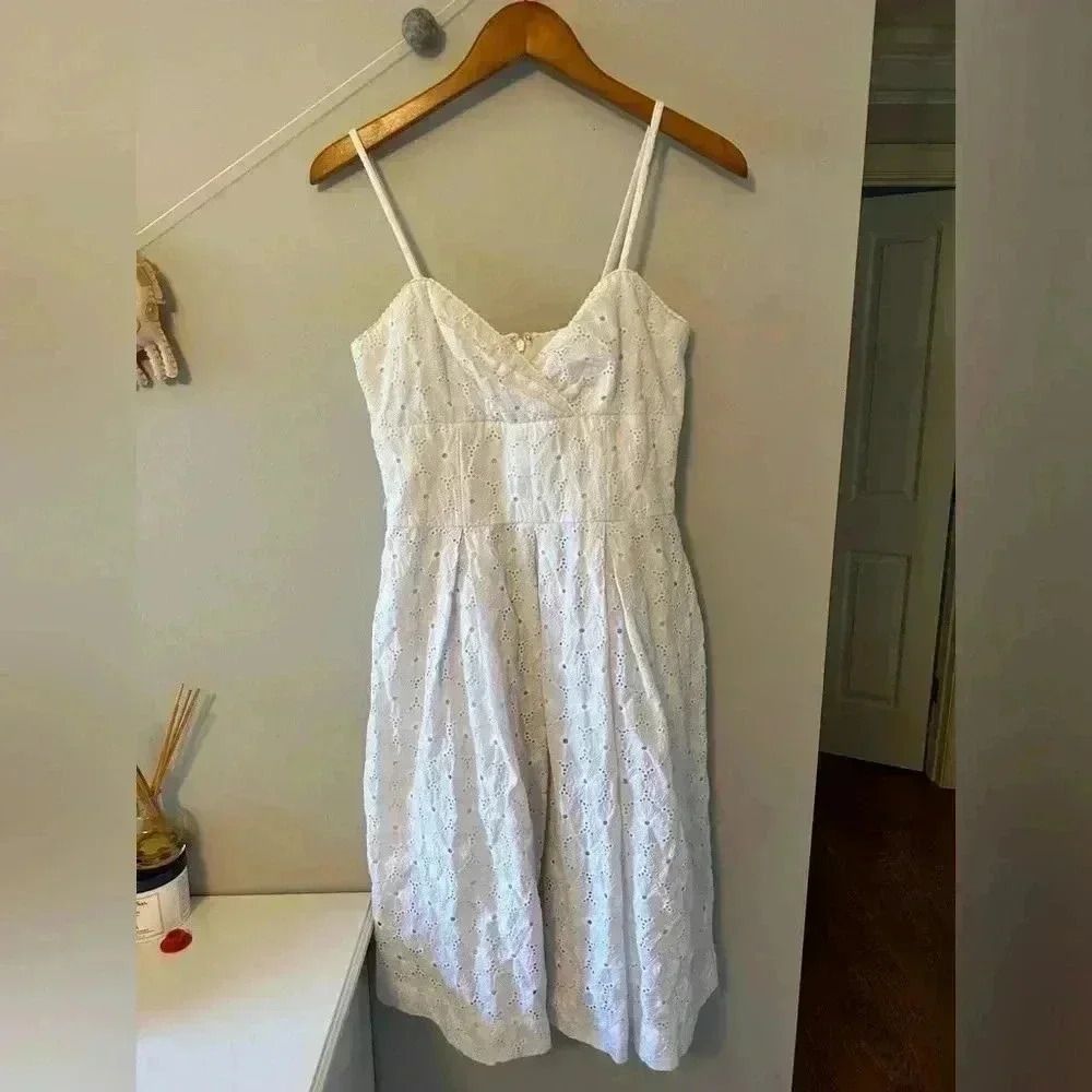 Lilly Pulitzer Vintage Billie Sun Dress White Eyelet Size 8